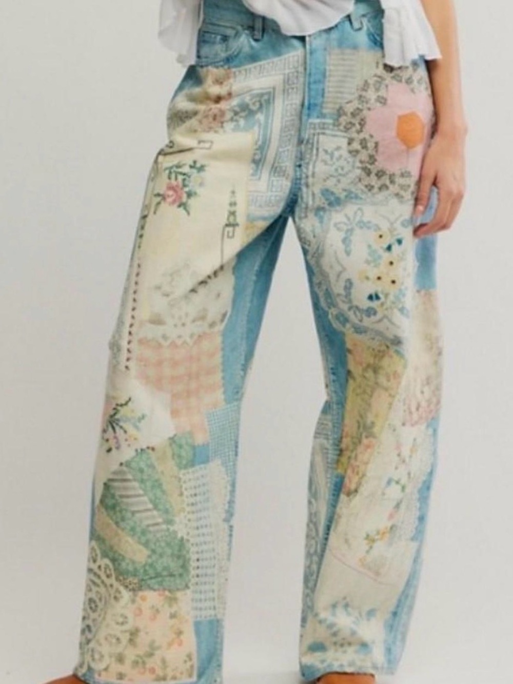 Free People We The Free Illusions Printed Relaxed Jeans - Picture 1 of 8